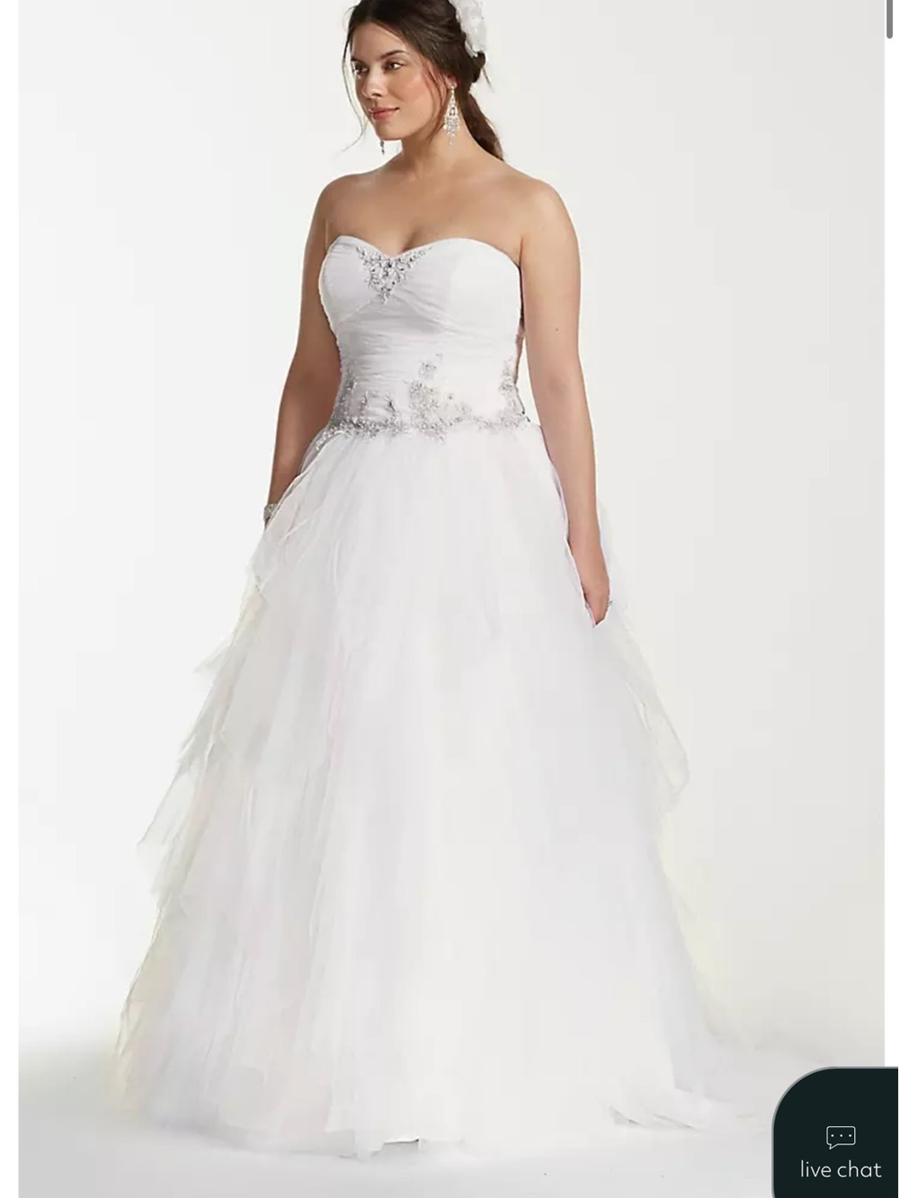 David's Bridal White Strapless Sweetheart Plus-Size Ball Gown